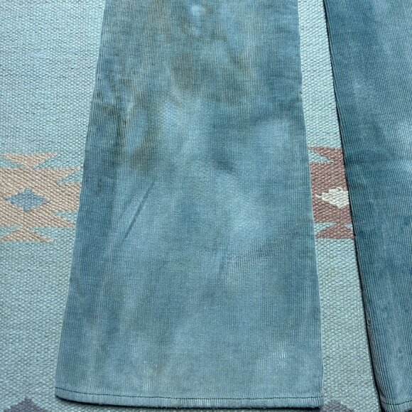 Vintage 70s corduroy bell bottom pants Lee faded turquoise distressed 25x31 - Picture 10 of 15